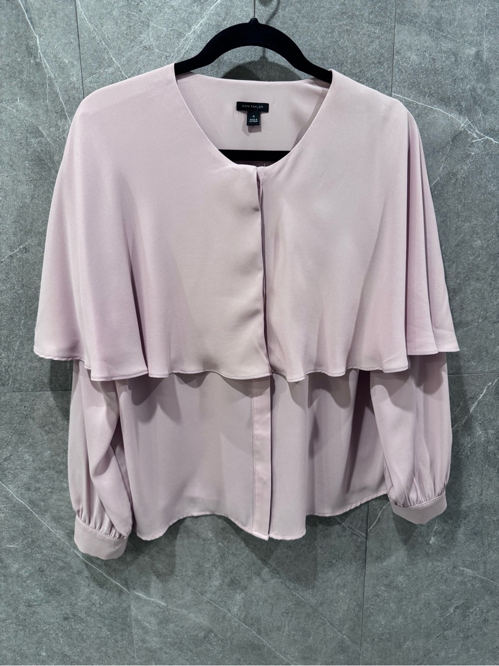 Ann Taylor Capelet Overlay Blouse Pale Mauve Pink Size Medium